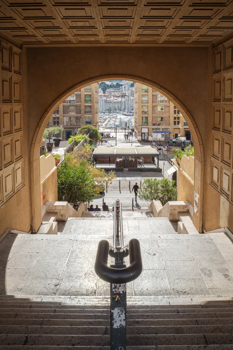Archway View of Urban Street in Marseille, France