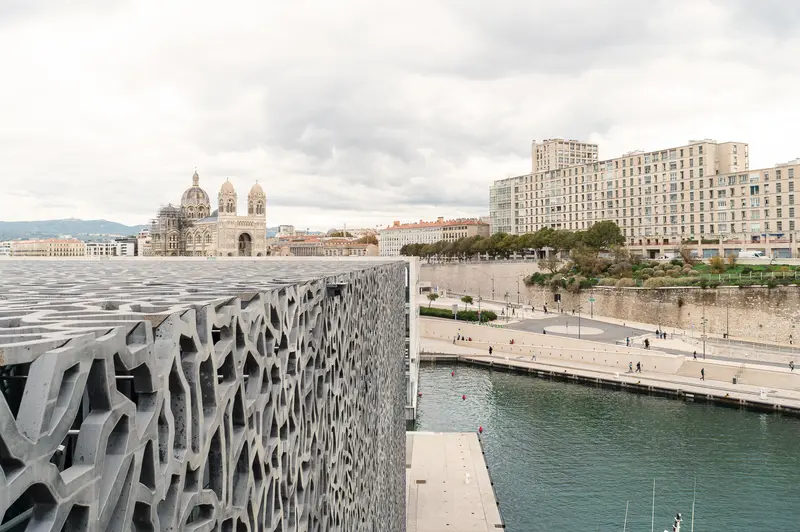 Modern Marseille: Cathedral, MUCEM Museum, and Urban Waterfront Landscape