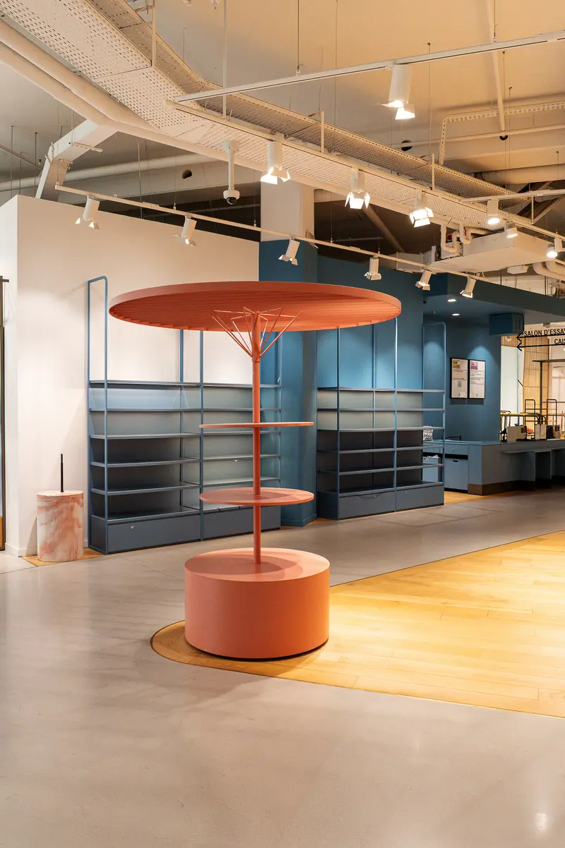 Modern Minimalist Terracotta Umbrella Stand in Open Industrial Design Space
