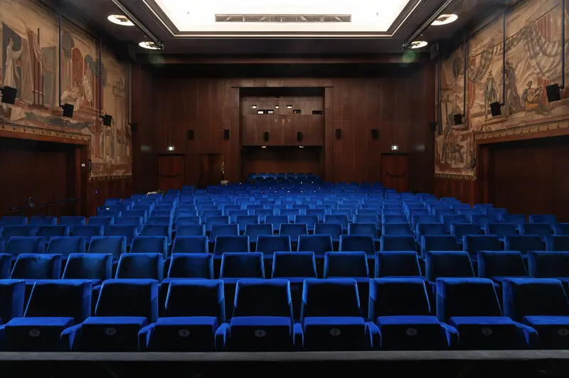 Empty Blue Theater Seats in Historic Vienna Cinema Hall