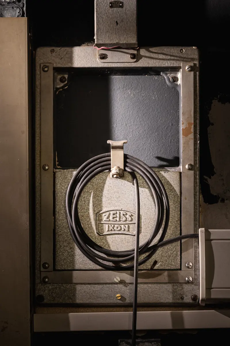 Zeiss Ikon Vintage Camera Mount with Coiled Cable on Industrial Frame