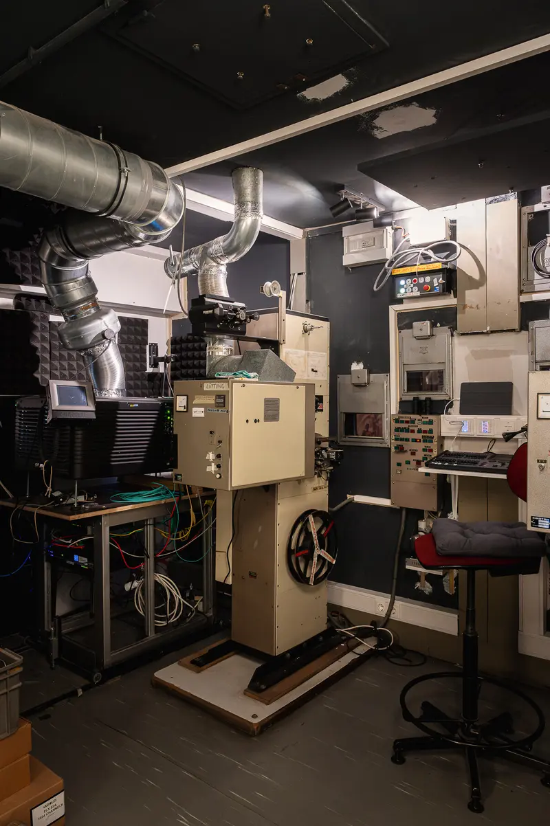 Vintage Projection Equipment in Technical Darkroom Setting
