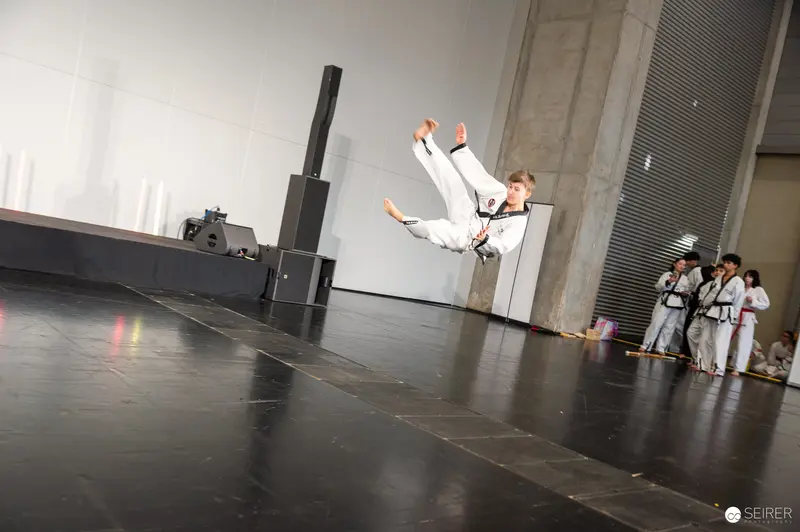 Taekwondo Martial Artist Executing High-Flying Kick at Vienna ComicCon 2025