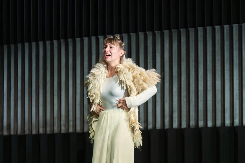 Johanna Mahaffy as Ophelia in Theater in der Josefstadt's Hamlet Rehearsal