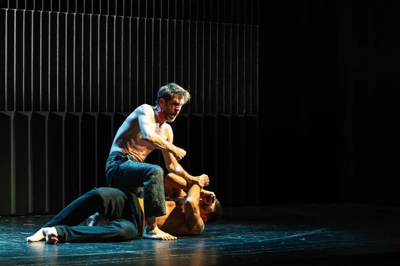Hamlet Theater Performance at Josefstadt: Intense Dramatic Scene with Two Actors