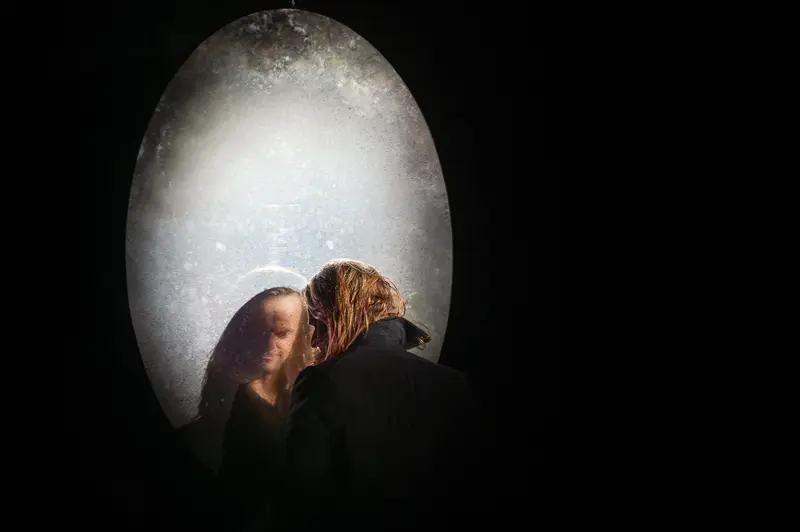 Hamlet Theatrical Rehearsal at Theater in der Josefstadt with Dramatic Shadowed Lighting