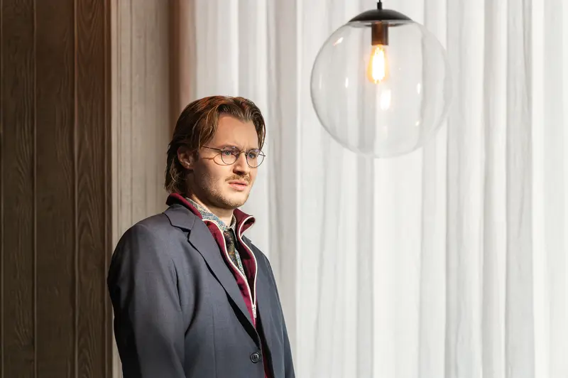 Actor in Gray Suit at Theater in der Josefstadt Production of Sophia, Vienna 2026