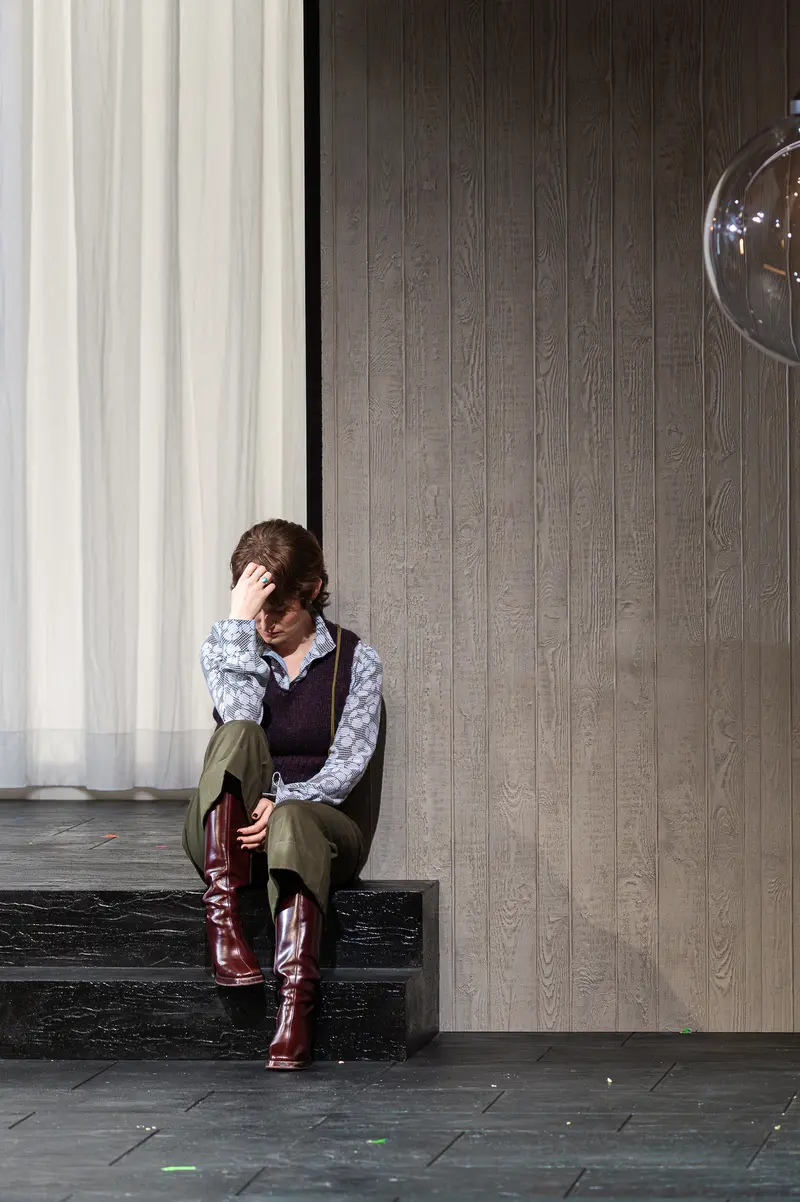 Actor Seated on Stage Steps at Kammerspiele der Josefstadt Production of Sophia