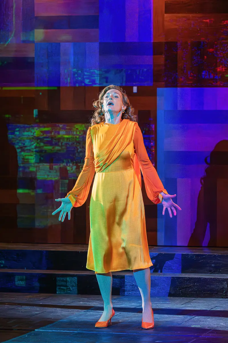 Actress in Yellow-Orange Dress Performing at Kammerspiele der Josefstadt Vienna