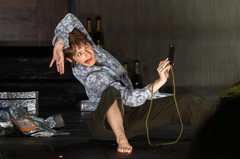 Performer in Low Stance with Yellow Rope at Kammerspiele der Josefstadt Vienna