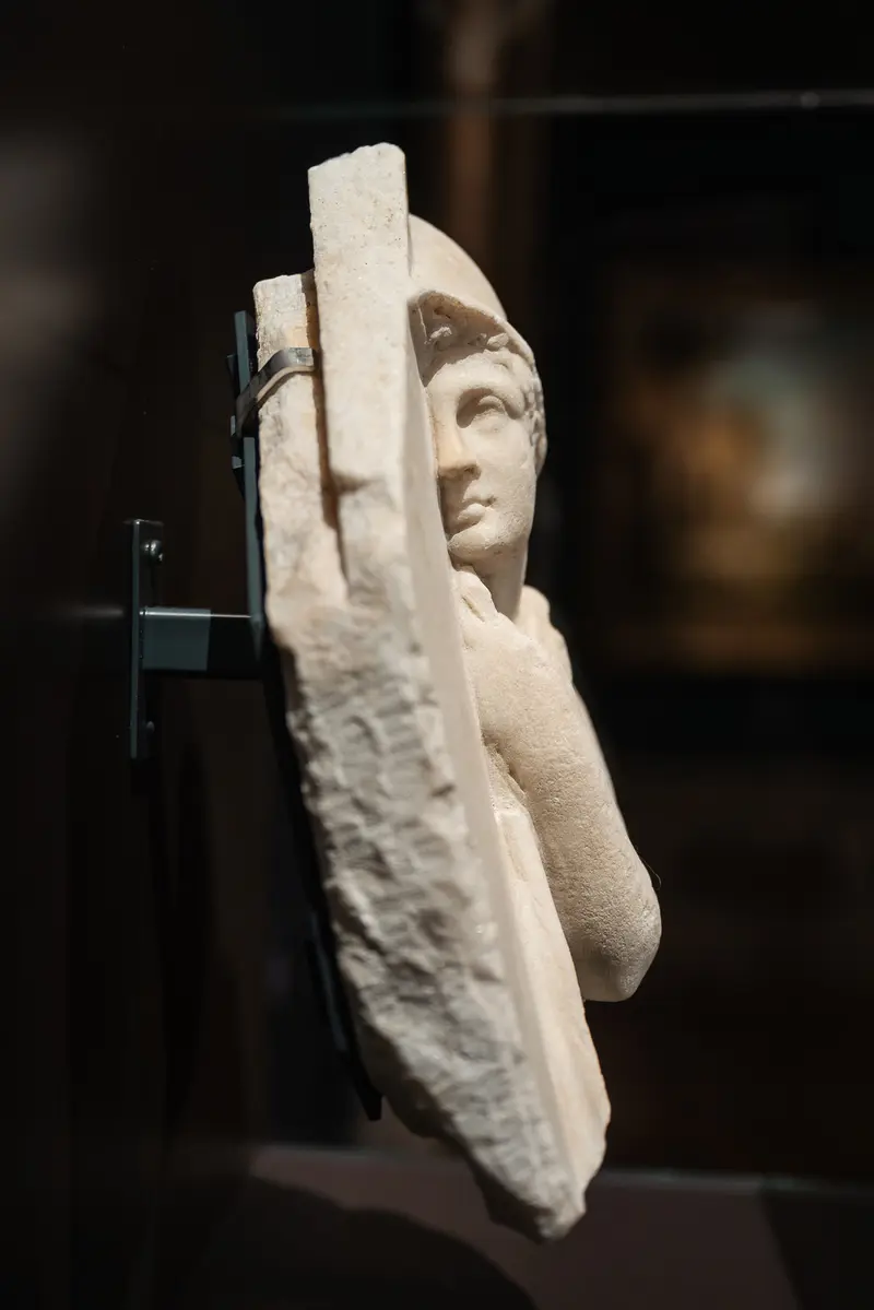 Marble Portrait Sculpture with Draped Fabric Detail