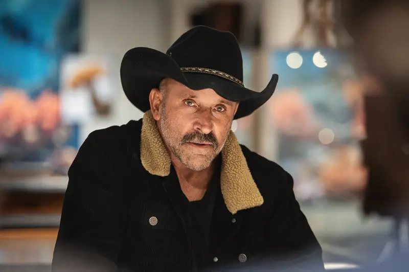 Michael Muller Portrait in Black Cowboy Hat and Sherpa Collar