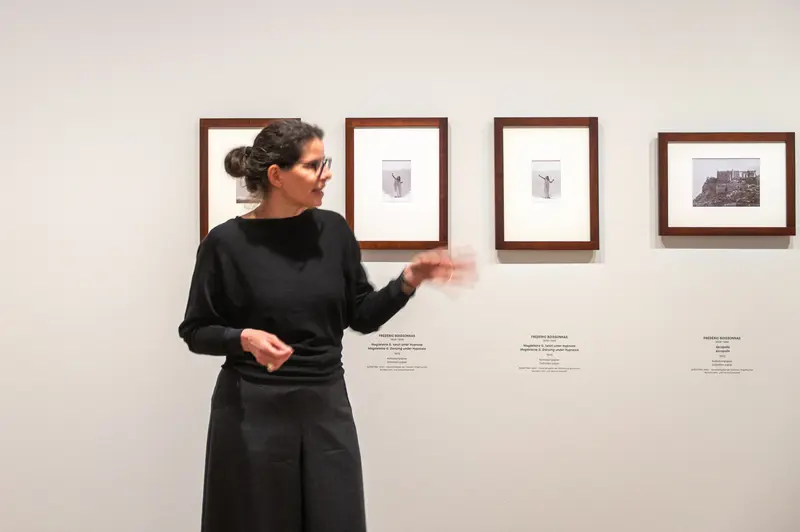 Astrid Mahler Presenting Framed Artworks at Tanzbild Exhibition, Albertina Modern Vienna