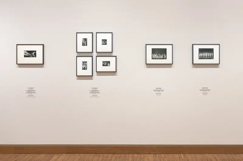 Framed photographs on gallery wall, Tanzbild exhibition, Albertina Modern Vienna