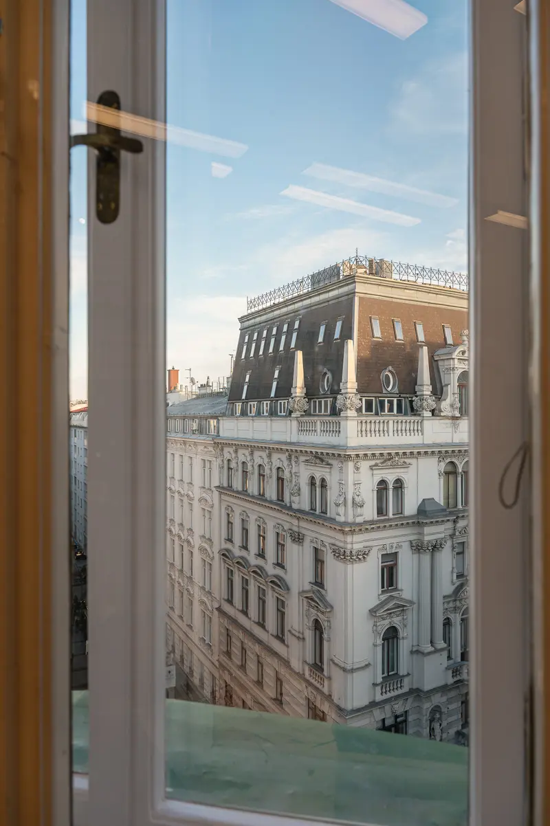 View of Vienna's Historic Architecture Through Open Window, VBKÖ Exhibition 2026