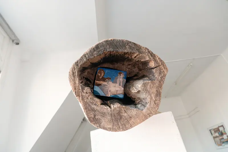Ceiling-mounted Installation with Woven Textile at VBKÖ Archive Reopening