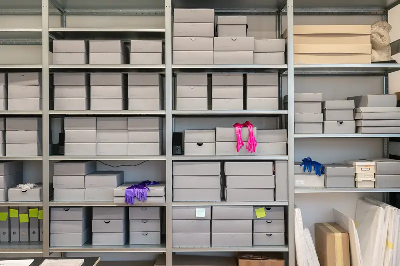 Archive Storage Shelving at VBKÖ Exhibition Polyphonic Archive, Vienna 2026