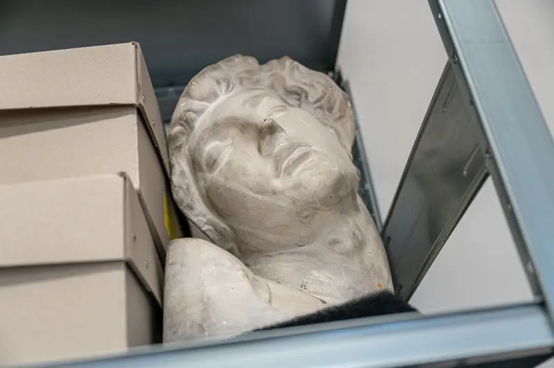 Classical Marble Bust Displayed in Gallery Storage, VBKÖ Archive Reopening 2026