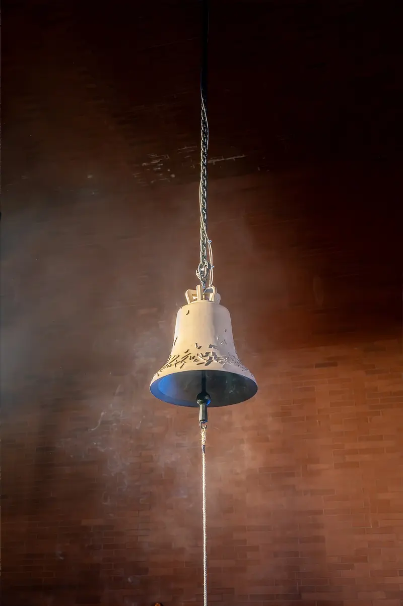 White Ceramic Bell with Gilded Details at Kunsthalle Wien
