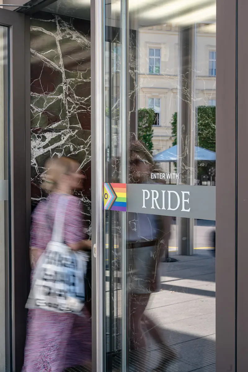 Pride Flag Display at Vienna Street-Level Storefront