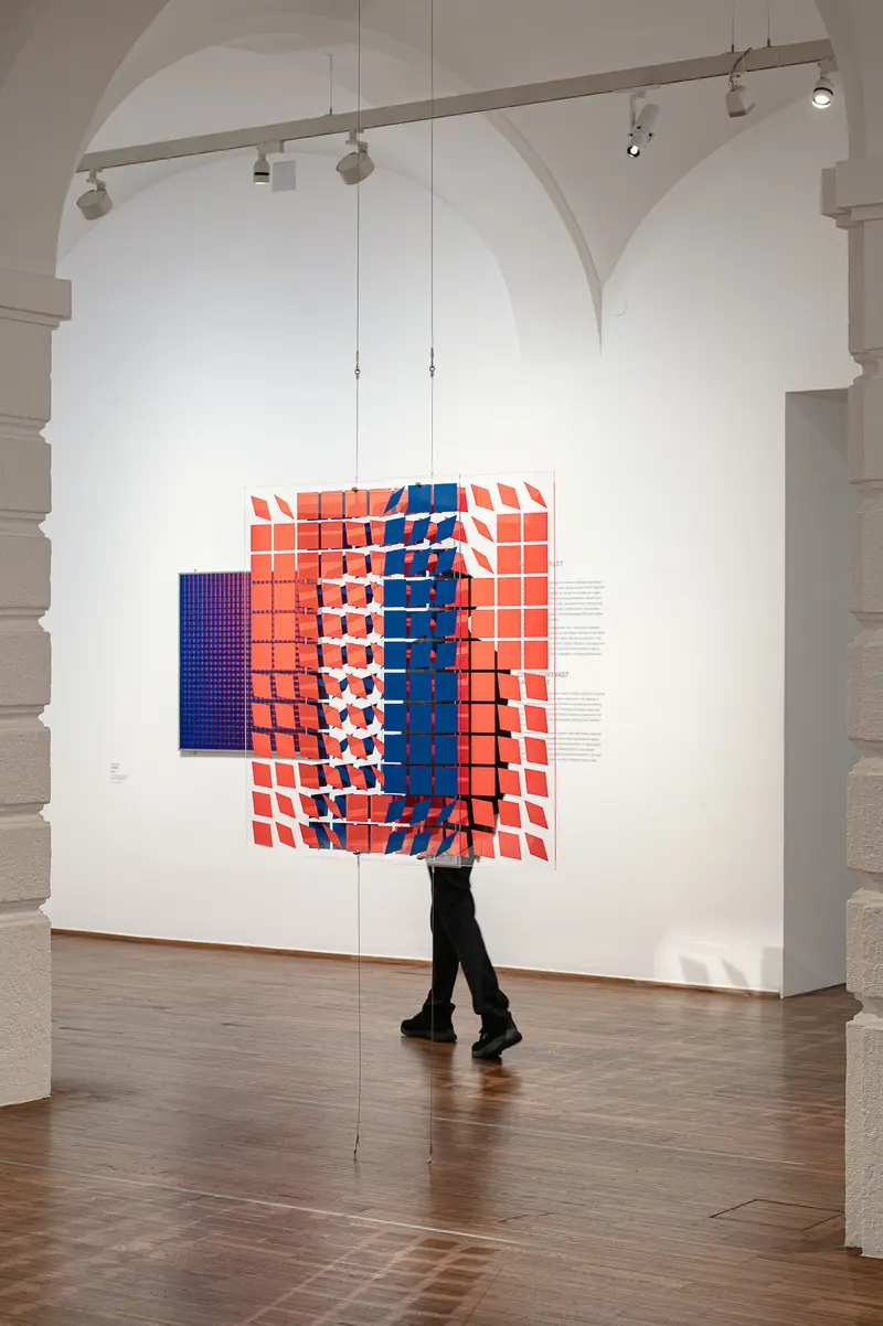 Abstract Geometric Art Installation in Gallery Space