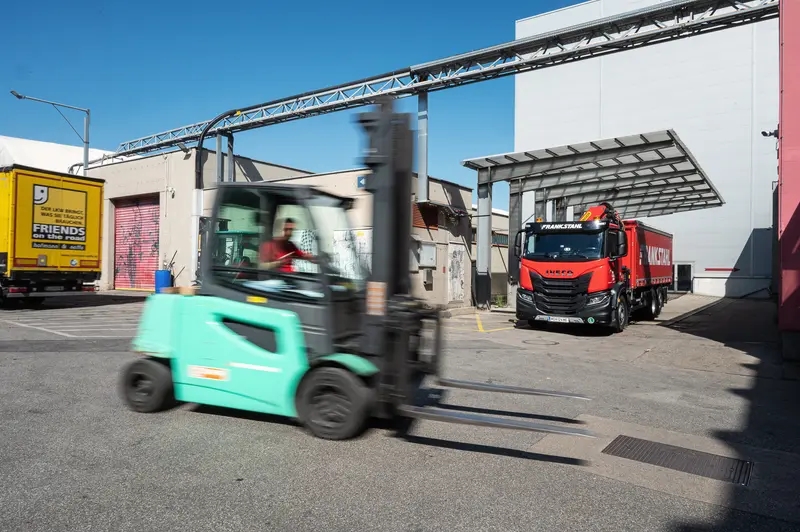 Forklift and Frankstahl Truck in the Guntramsdorf Yard