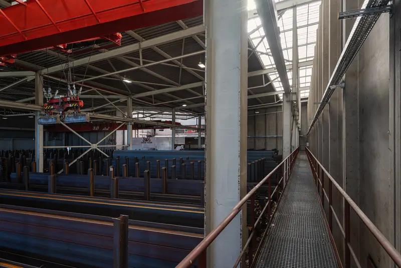 Elevated Walkway and Overhead Crane Inside Frankstahl Guntramsdorf Warehouse
