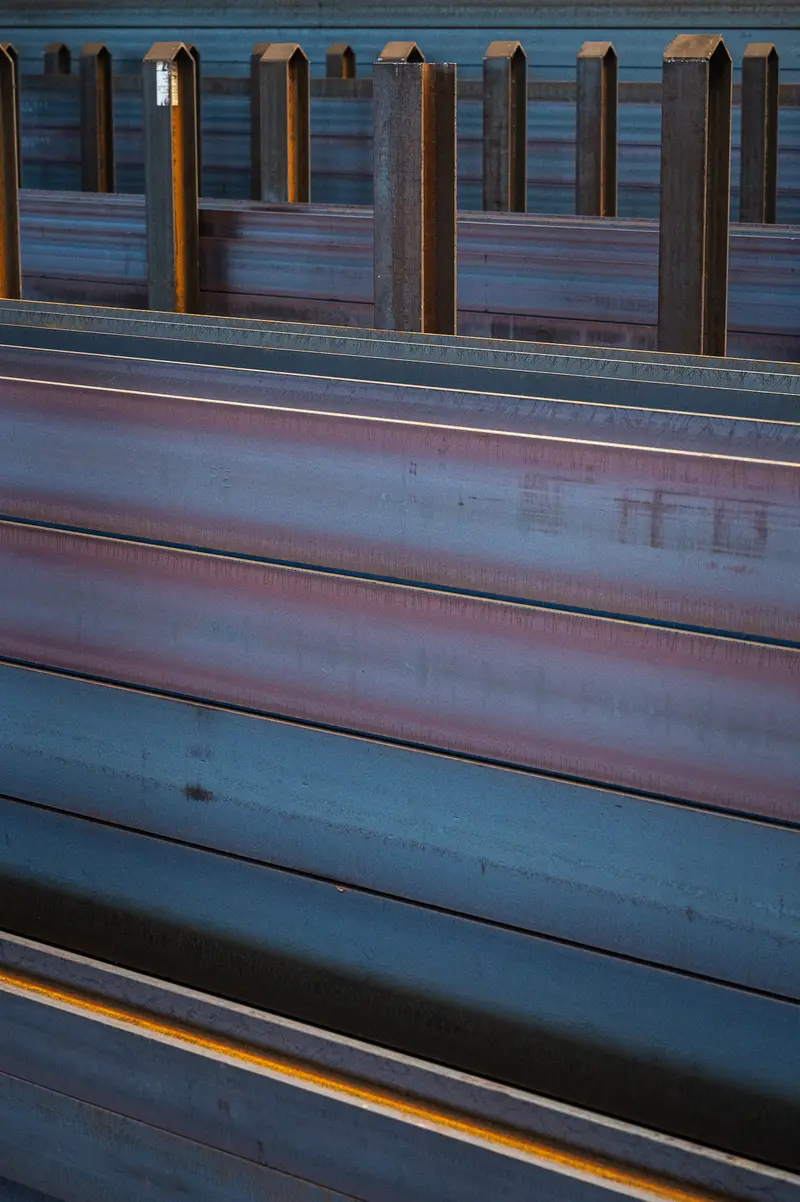 Stacked Steel Sections Showing Mill Scale and Rust at Frankstahl Guntramsdorf