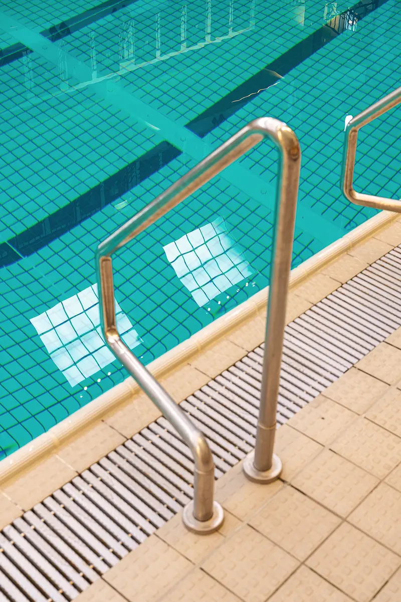 Pool Entry Handrail and Turquoise Tiled Pool, Amalienbad Vienna