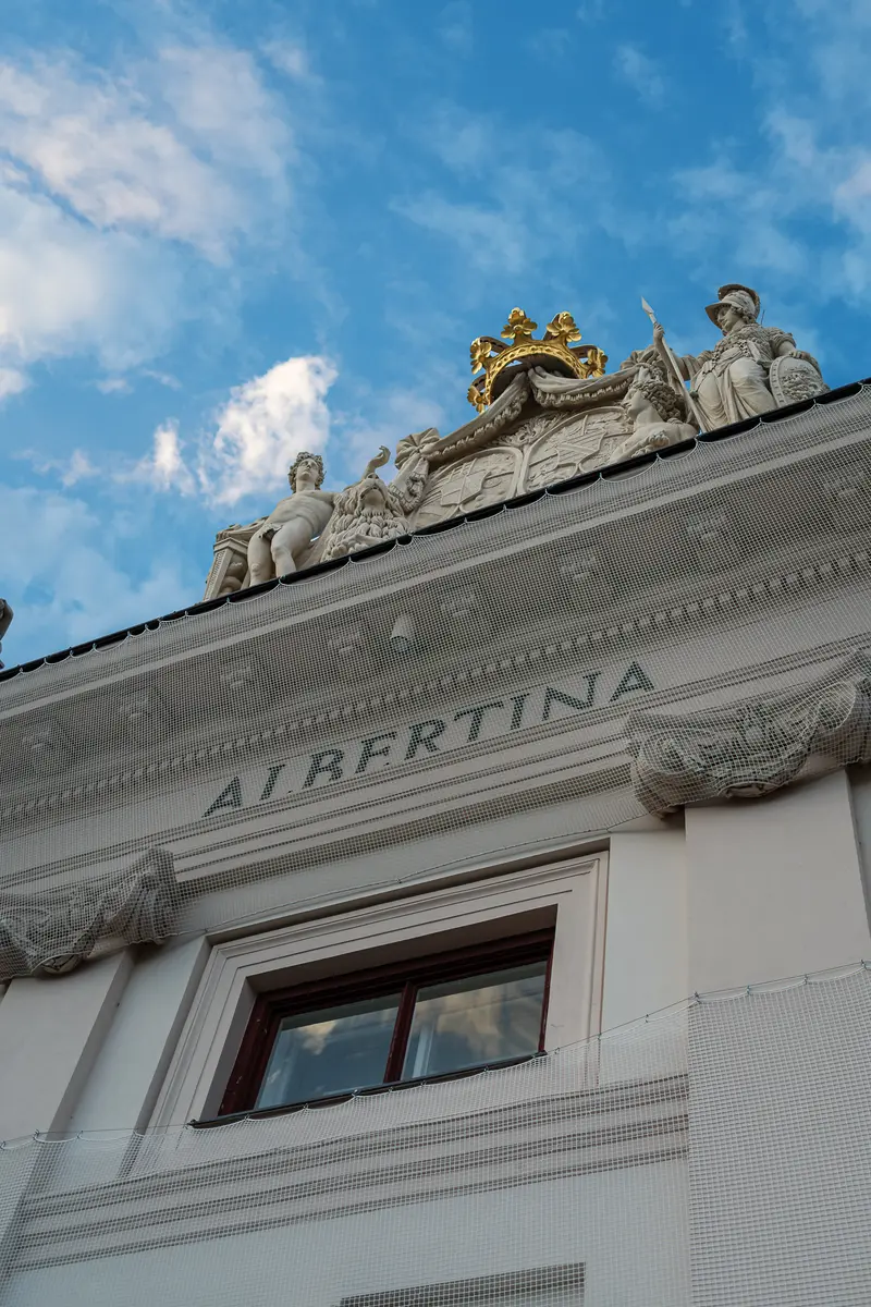 Albertina Museum Vienna Neoclassical Facade with Rooftop Sculptures