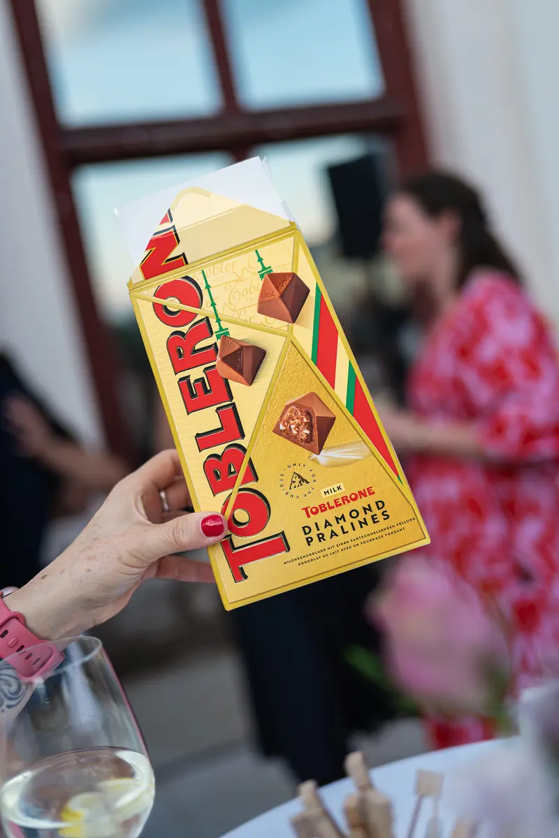 Toblerone Diamond Pralines Box Held at Outdoor Event