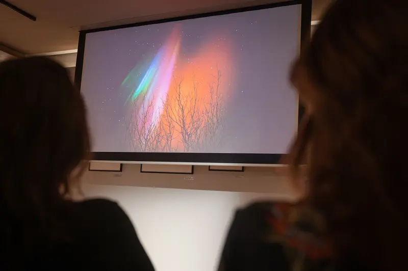 Audience Views Projected Aurora Image at Cig Harvey Talk, Leica Gallery Vienna, Sep 29th, 2026