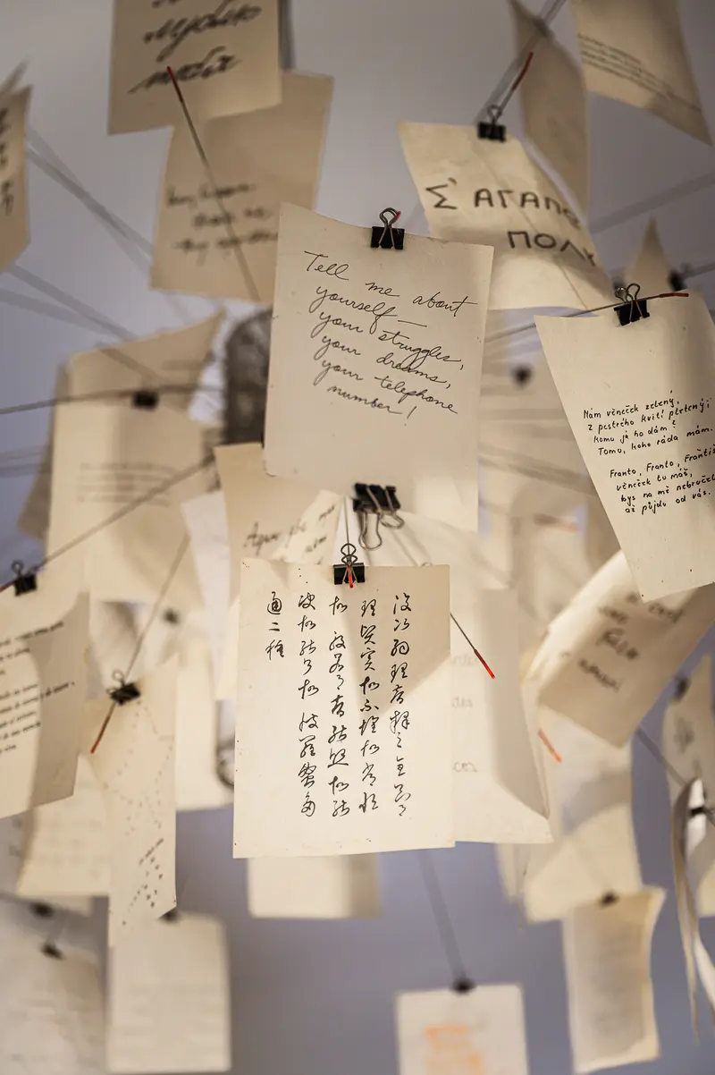 Multilingual Handwritten Note Installation at Hotel Das Tigra, Tiefer Graben, Vienna