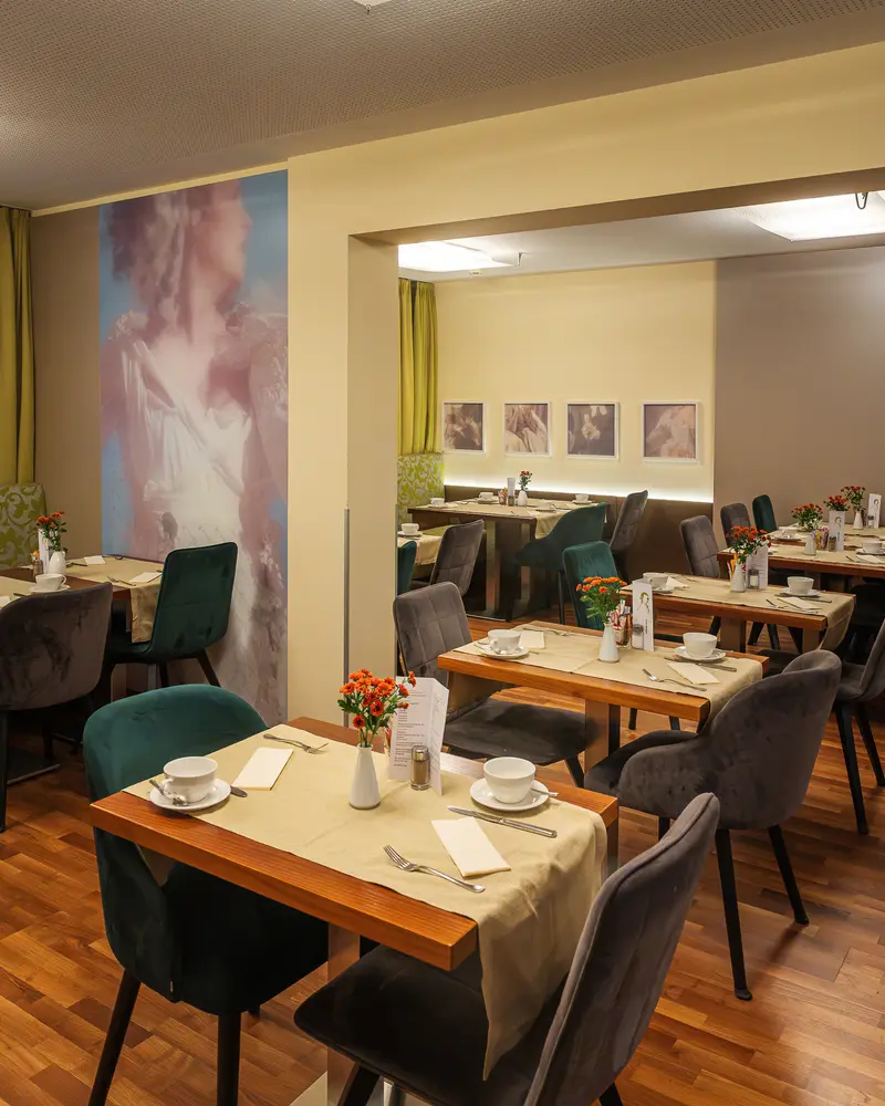 Breakfast Room with Mozart-Era Mural at Hotel Das Tigra, Tiefer Graben, Vienna