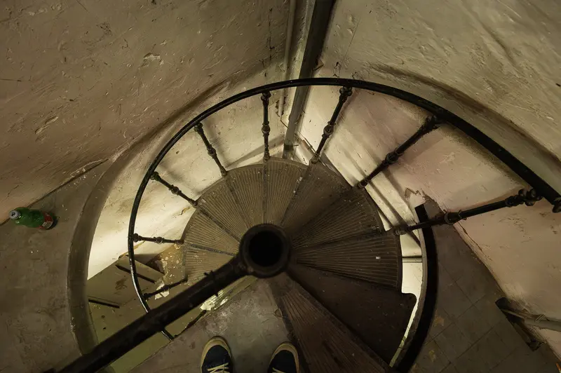 Cast-iron spiral staircase inside the Glanzstoff factory, Open House 2026, St. Pölten