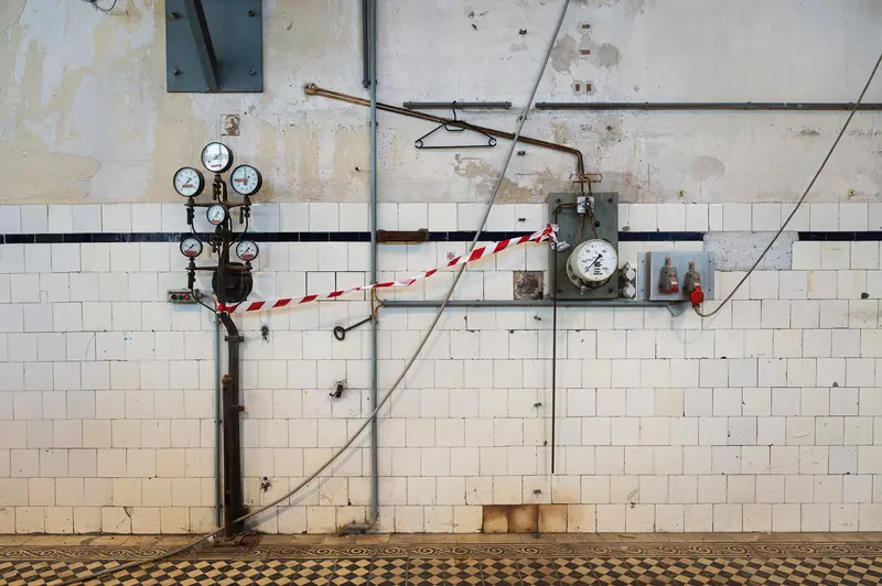 Disused Pressure Gauges and Tiled Wall at Glanzstoff St. Pölten Open House 2026