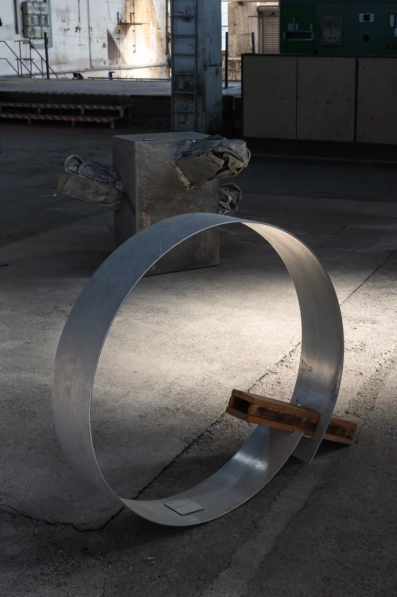 Steel Ring Sculpture on Factory Floor, Glanzstoff St. Pölten Open House 2026