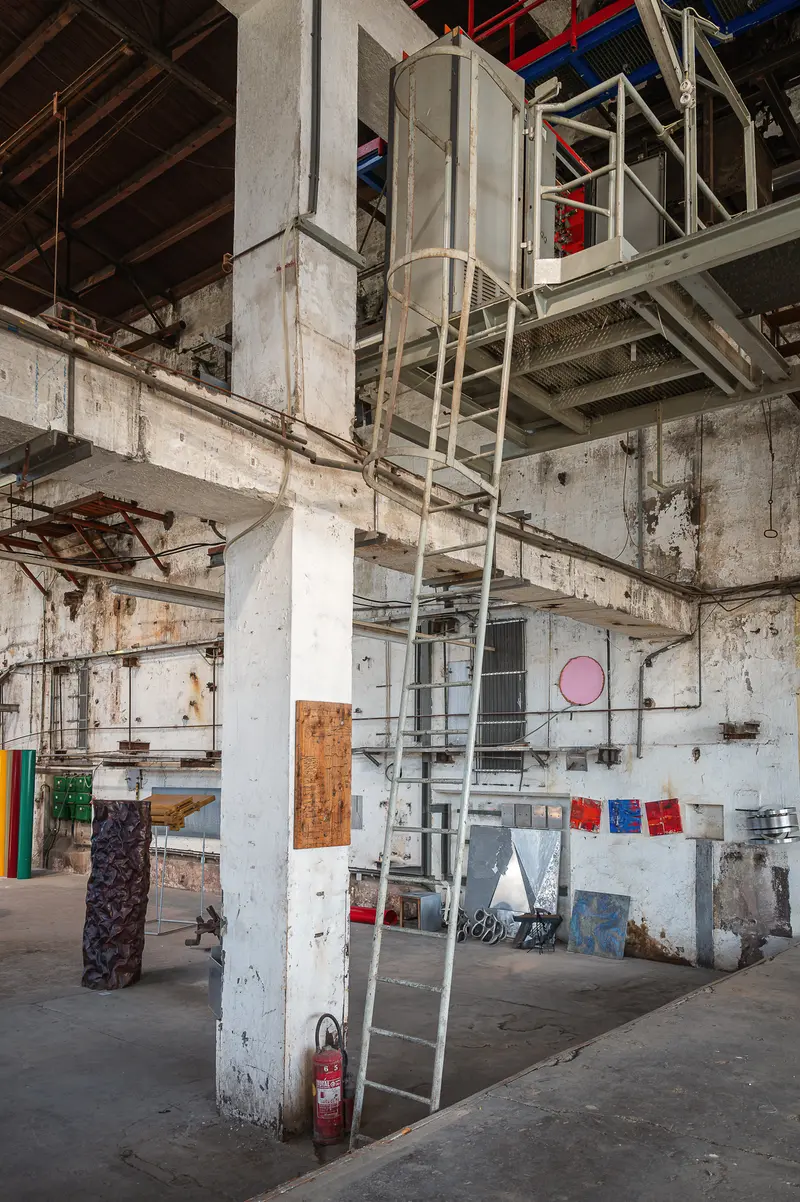 Artworks in Glanzstoff Factory Hall with Steel Ladder, Open House 2026, St. Pölten